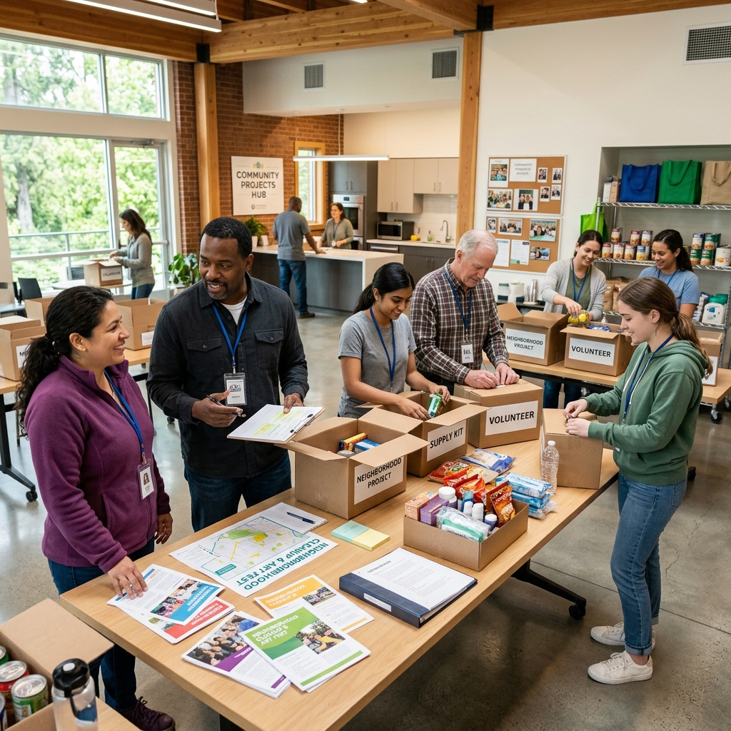 Community volunteers working together